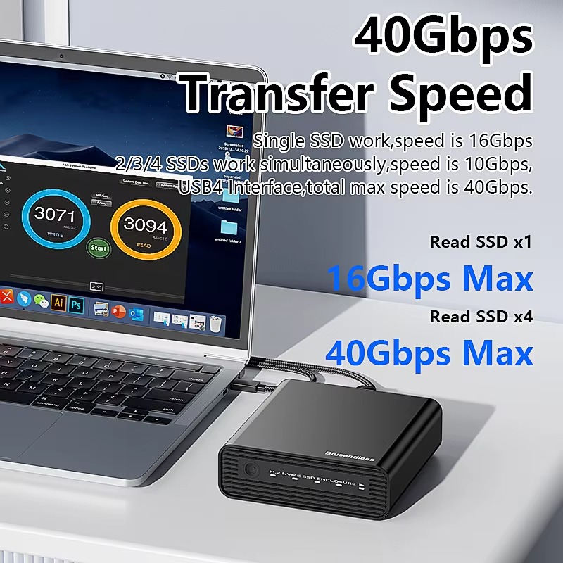 Aluminium M2 4-bay USB4 extern - Nvme Ssd recensie en prijs